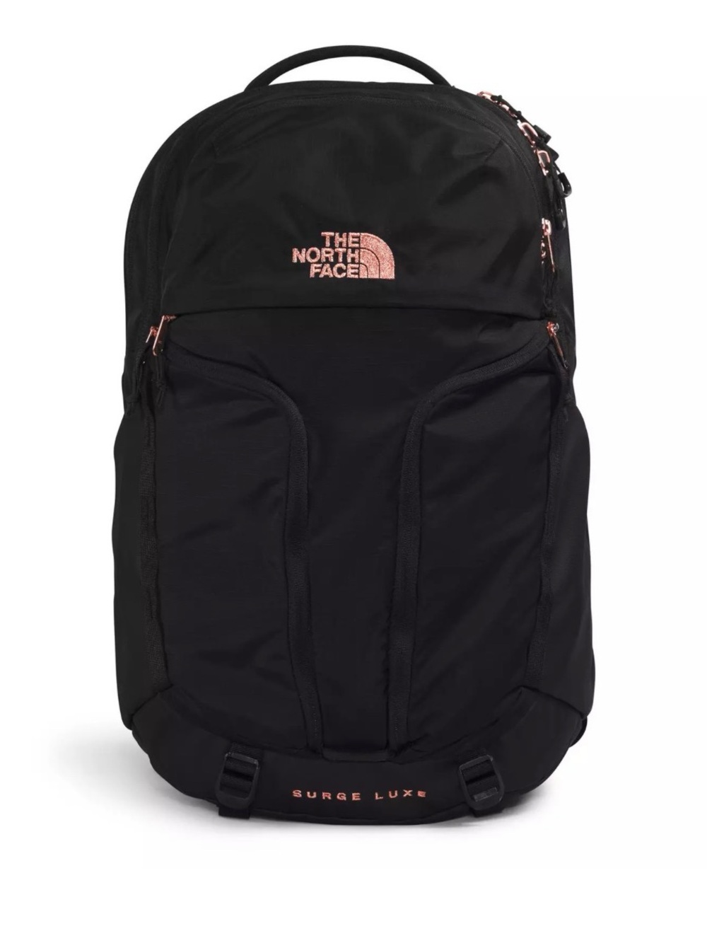 The North Face Black Backpack with Rose Gold Accents